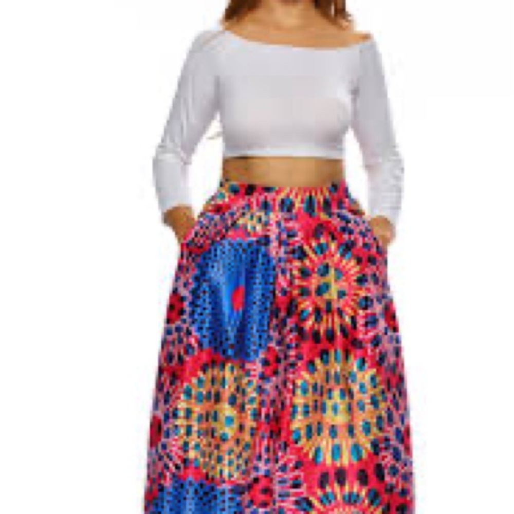 Vintage African style Midi‎ Skirt